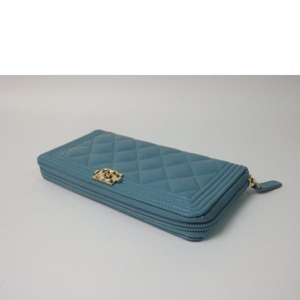 20363 4 Chanel Caviar Round Wallet Bag Blue