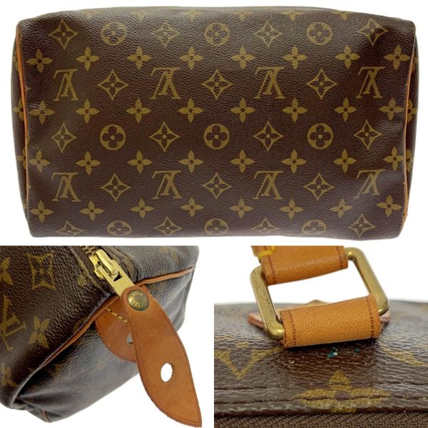 203730 7 Louis Vuitton Monogram Speedy 30 Boston Bag Brown