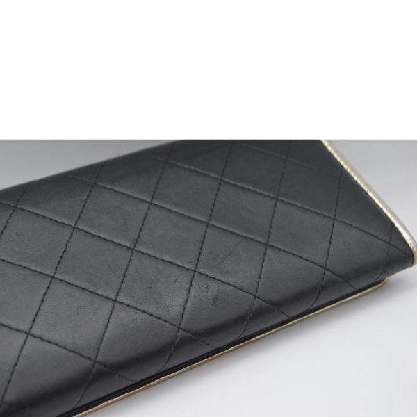 20381 10 Chanel Lambskin Long Wallet Black