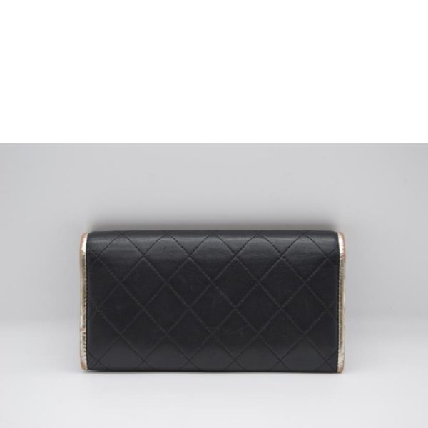 20381 2 Chanel Matelasse Lambskin Zip Leather Long Wallet Black