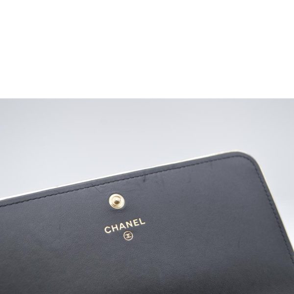 20381 8 Chanel Matelasse Lambskin Zip Leather Long Wallet Black