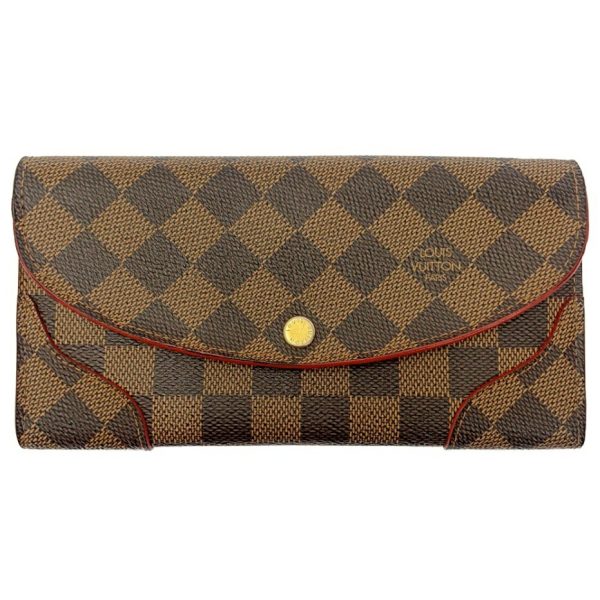 204013 1 LOUIS VUITTON Damier PVC Portefeuille Kaisa Long Wallet Brown Red