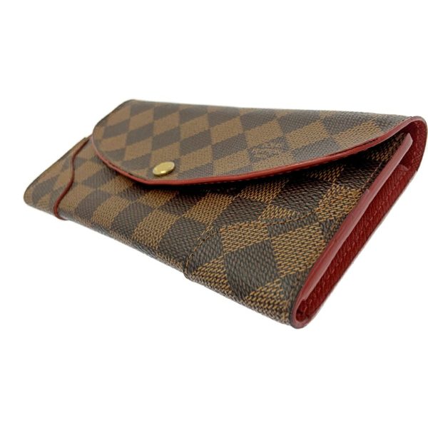 204013 2 LOUIS VUITTON Damier PVC Portefeuille Kaisa Long Wallet Brown Red