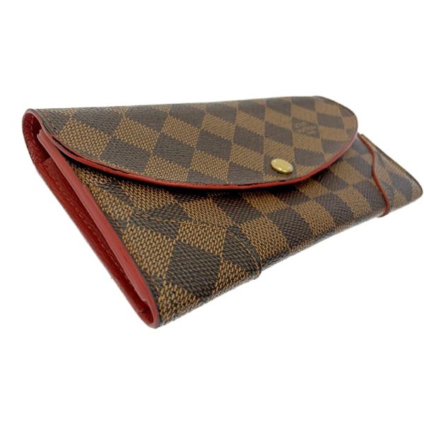 204013 3 LOUIS VUITTON Damier PVC Portefeuille Kaisa Long Wallet Brown Red