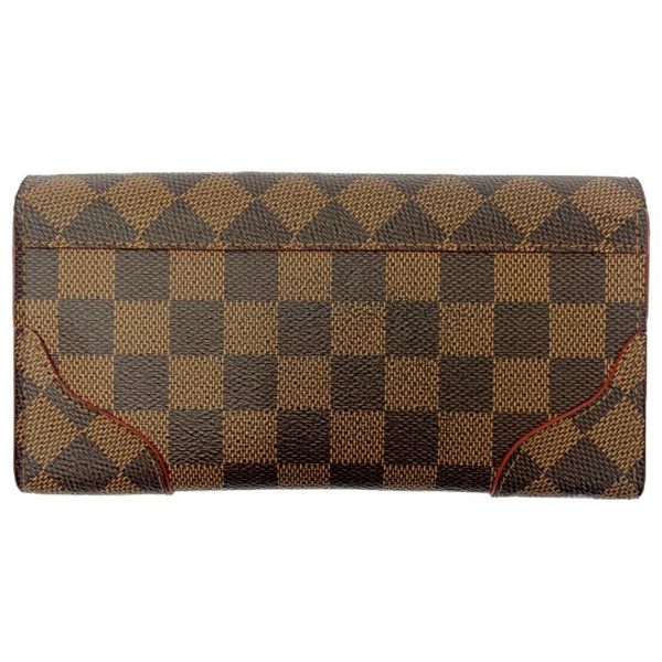 204013 4 LOUIS VUITTON Damier PVC Portefeuille Kaisa Long Wallet Brown Red