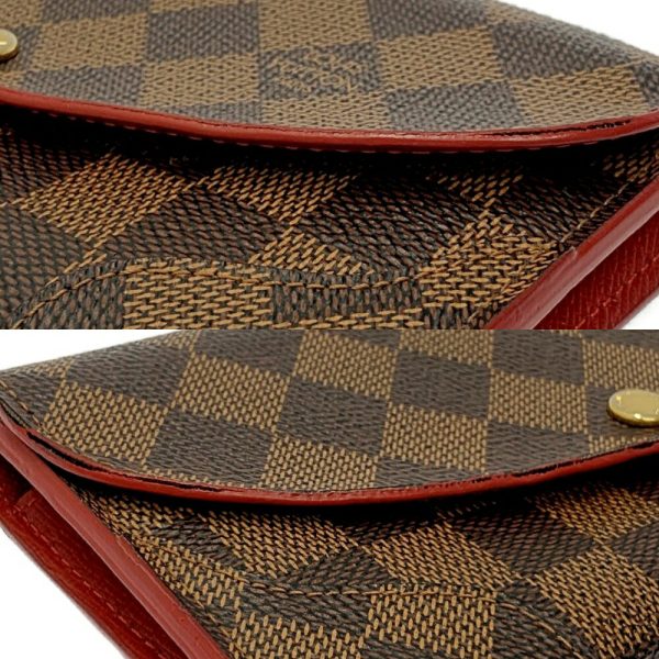 204013 5 LOUIS VUITTON Damier PVC Portefeuille Kaisa Long Wallet Brown Red