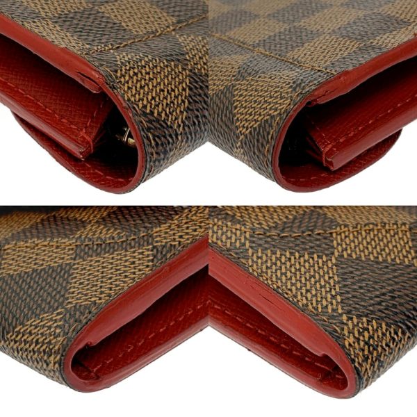 204013 6 LOUIS VUITTON Damier PVC Portefeuille Kaisa Long Wallet Brown Red