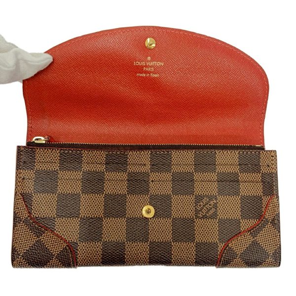 204013 7 LOUIS VUITTON Damier PVC Portefeuille Kaisa Long Wallet Brown Red