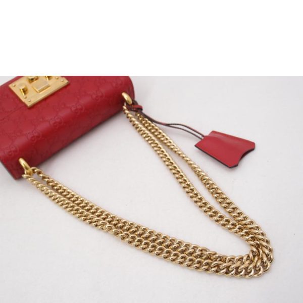 20411 4 Gucci Guccishima Padlock Chain Shoulder Bag Red