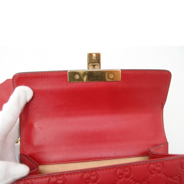 20411 6 Gucci Guccishima Padlock Chain Shoulder Bag Red