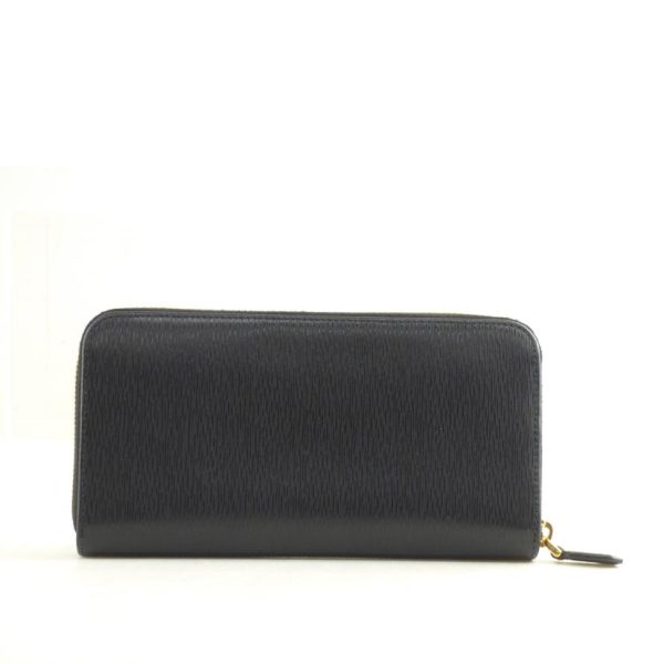 20473 2 Prada Round Zipper Long Wallet Bag Black