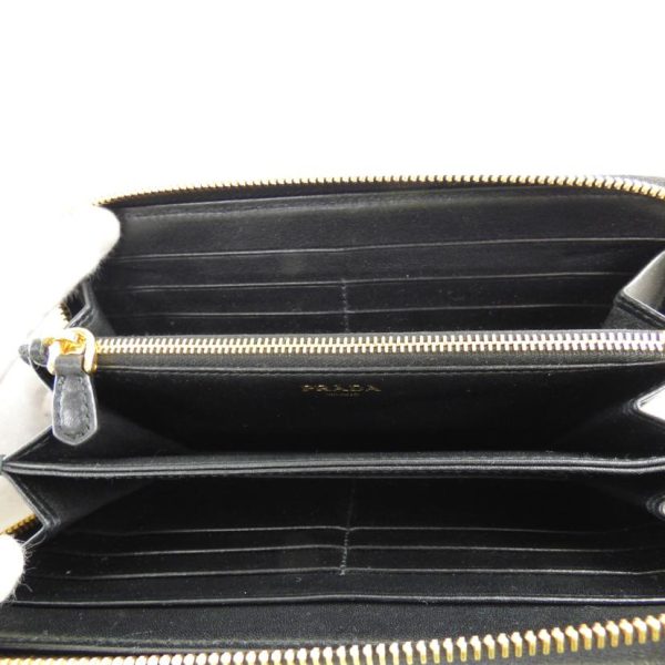 20473 4 Prada Round Zipper Long Wallet Bag Black