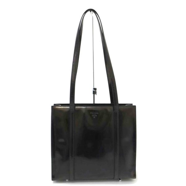 20565 1 Prada Enamel Tote Bag Black