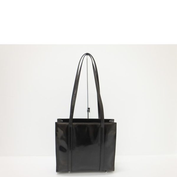 20565 2 Prada Enamel Tote Bag Black