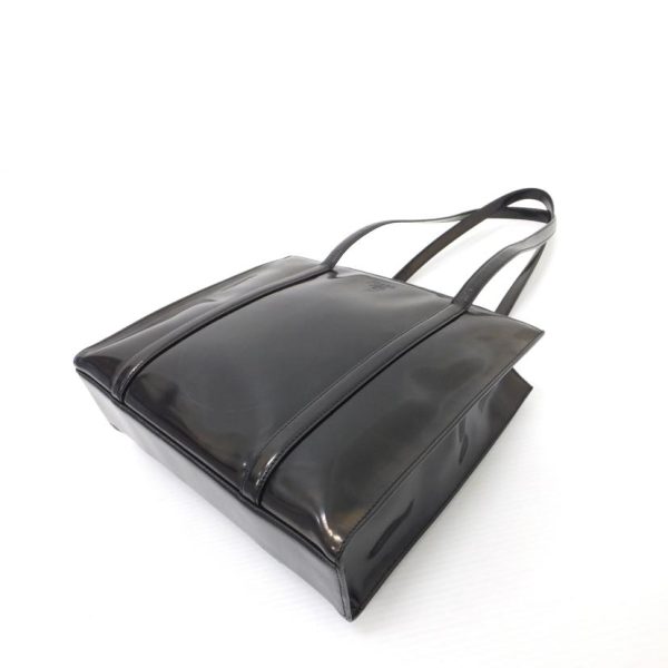 20565 3 Prada Enamel Tote Bag Black