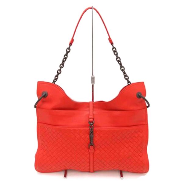 20671 1 Bottega Veneta Intrecciato Semi Shoulder Bag Red