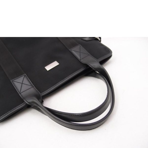 20688 4 Gucci Nylon Leather Tote Bag Black