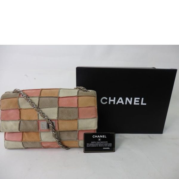 20695 8 Chanel 255 Patchwork Chain Shoulder Bag Suede