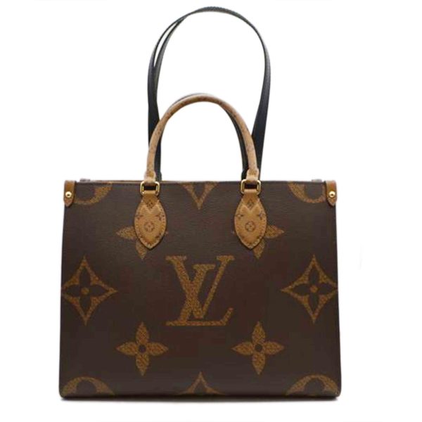 20755 1 Louis Vuitton On The Go MM Monogram Giant Reverse Tote Brown