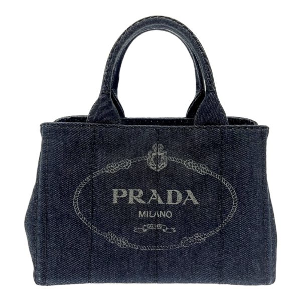 207627 1 Prada Denim Canapa Handbag Black