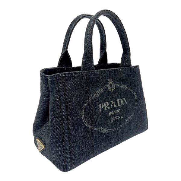 207627 3 Prada Denim Canapa Handbag Black