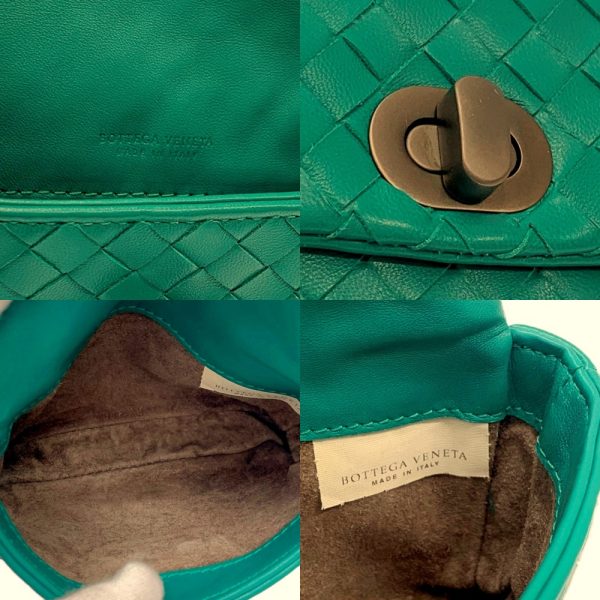 207809 10 Bottega Veneta Leather Intrecciato Turnlock Pouch Green