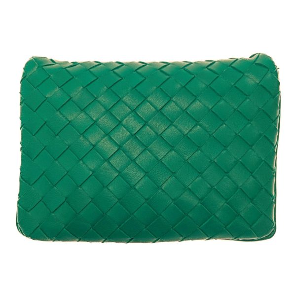 207809 4 Bottega Veneta Leather Intrecciato Turnlock Pouch Green