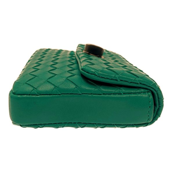 207809 6 Bottega Veneta Leather Intrecciato Turnlock Pouch Green