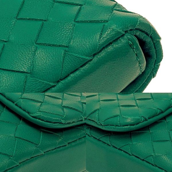 207809 8 Bottega Veneta Leather Intrecciato Turnlock Pouch Green