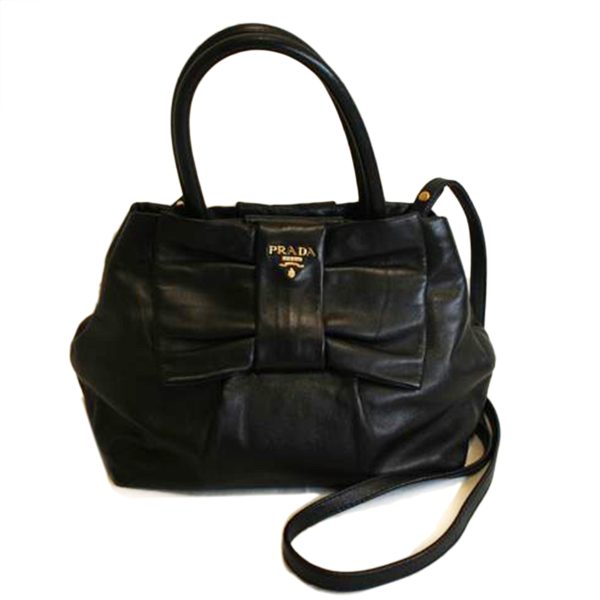 20810 1 PRADA Prada Nappa Leather 2 Way Handbag Black