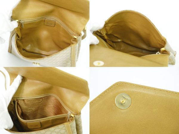 2100020000009347 8 Celine Macadam PVC Pochette Shoulder Bag Beige