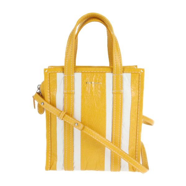 2101043007008 1 Balenciaga Shopper XS Bazaar Leather Handbag Yellow White