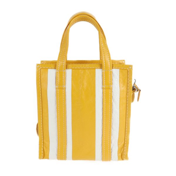 2101043007008 3 Balenciaga Shopper XS Bazaar Leather Handbag Yellow White