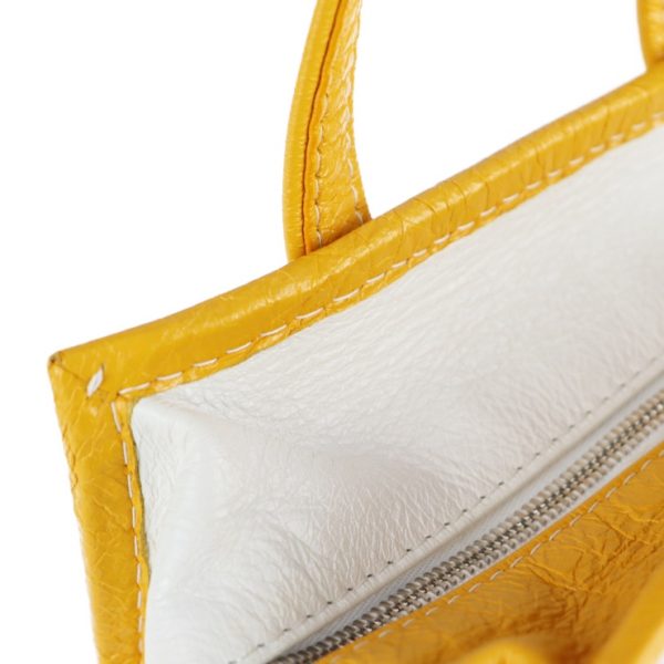 2101043007008 9 Balenciaga Shopper XS Bazaar Leather Handbag Yellow White