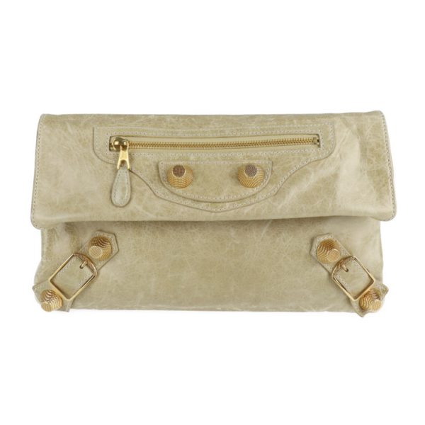 2101073007015 1 Balenciaga Giant Envelope Leather Clutch Bag Beige