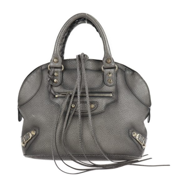 2101083008004 1 Balenciaga Classic Bowling Leather Handbag Gray