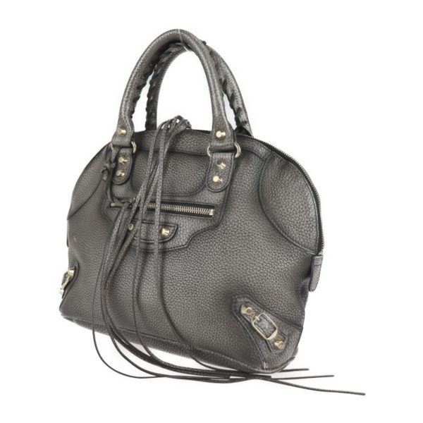 2101083008004 2 Balenciaga Classic Bowling Leather Handbag Gray