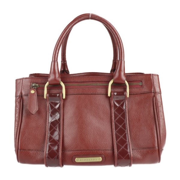 2101123002014 1 Burberry Leather Enamel Tote Bag Bordeaux