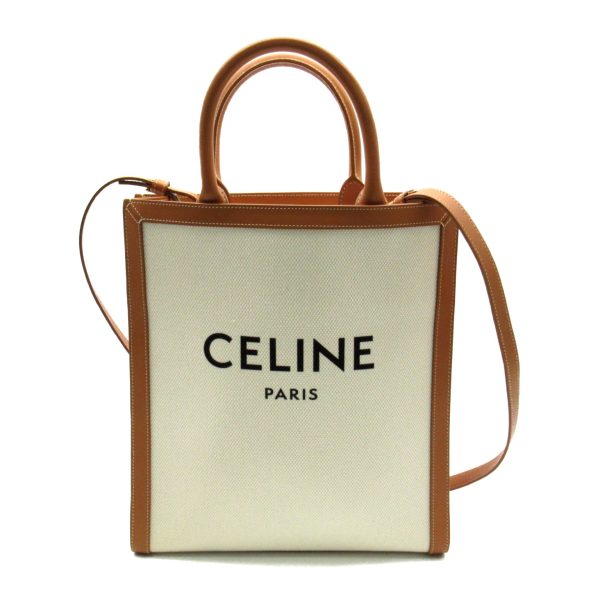 2101217885294 1 Celine Canvas Shoulder Bag WhiteBrown