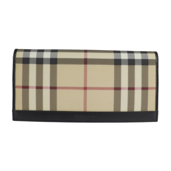 2102033002033 1 Burberry Check PVC Leather Bifold Wallet Beige Black