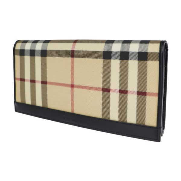 2102033002033 2 Burberry Check PVC Leather Bifold Wallet Beige Black