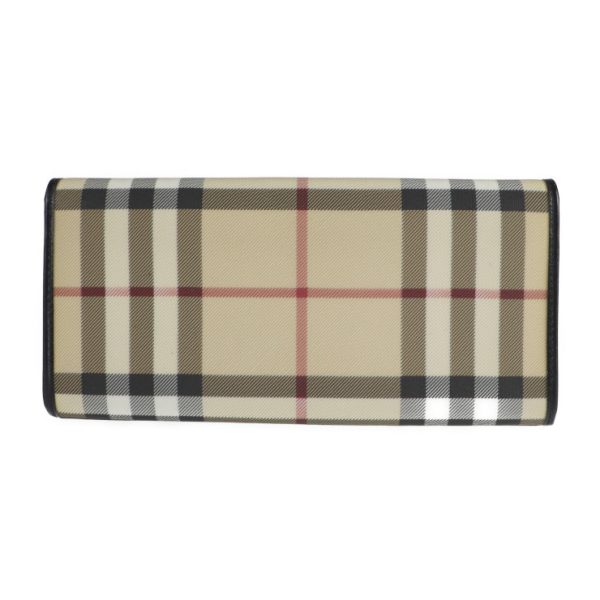 2102033002033 3 Burberry Check PVC Leather Bifold Wallet Beige Black