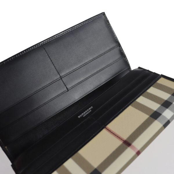 2102033002033 4 Burberry Check PVC Leather Bifold Wallet Beige Black