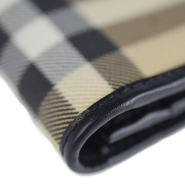 2102033002033 6 Burberry Check PVC Leather Bifold Wallet Beige Black