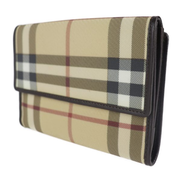 2102063002062 2 Burberry London Check PVC Leather Bifold Wallet Beige Brown