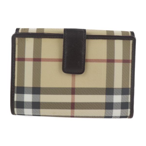 2102063002062 3 Burberry London Check PVC Leather Bifold Wallet Beige Brown