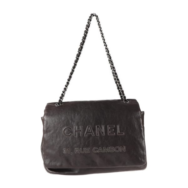 2103021001003 1 Chanel Shoulder Bag Leather Cambon Brown