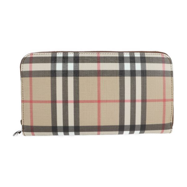 2103023002039 1 Burberry Vintage Check Canvas Leather Long Wallet Beige