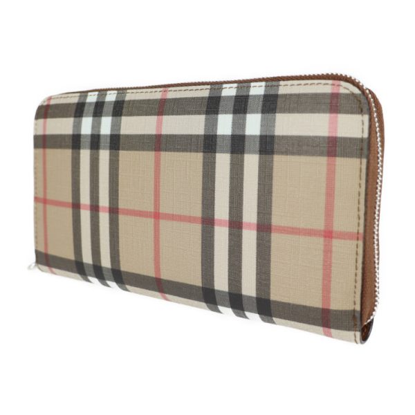 2103023002039 2 Burberry Vintage Check Canvas Leather Long Wallet Beige