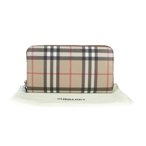 2103023002039 9 Burberry Vintage Check Canvas Leather Long Wallet Beige